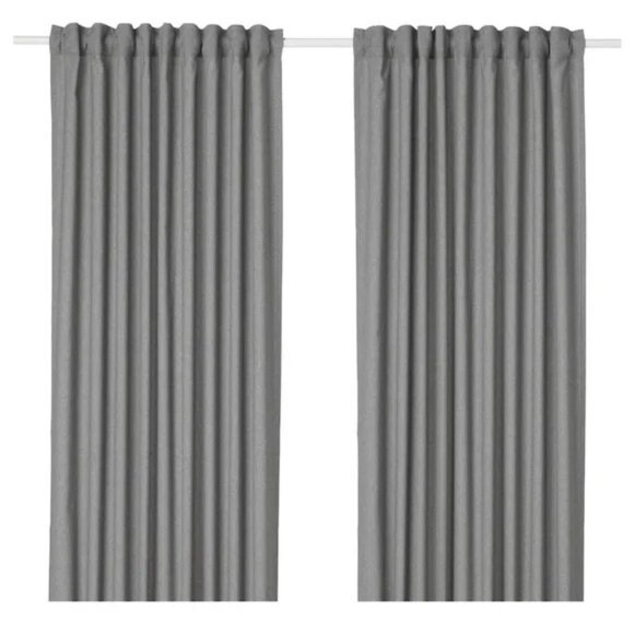 2 Ikea Hannalena Curtain Panels Grey 57" X 98.5" Polyester Drapery Window Coveri - Picture 2 of 7